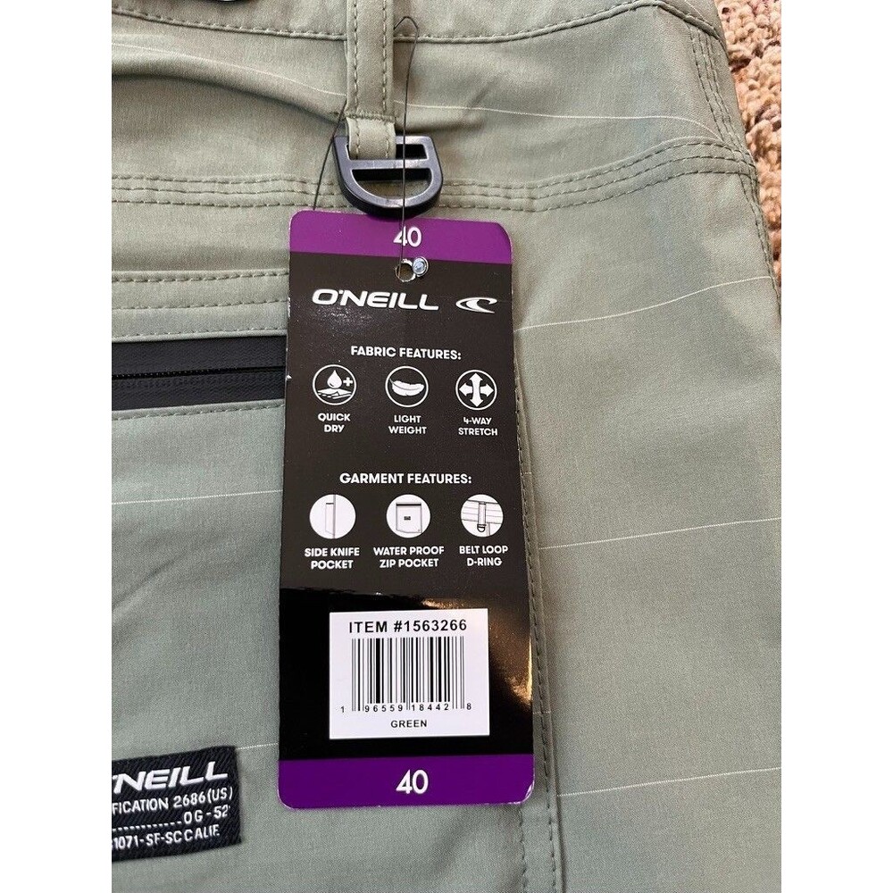 NWT O'Neill Men’s Hybrid Shorts - Size 40 - Sage Green - 11” Inseam - Quick Dry - Picture 5 of 9